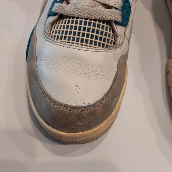 2012 JORDAN 4 RETRO MILITARY BLUE 10M PRE-OWNED HAS FLAWS SEE PICS - Picture 6 of 10